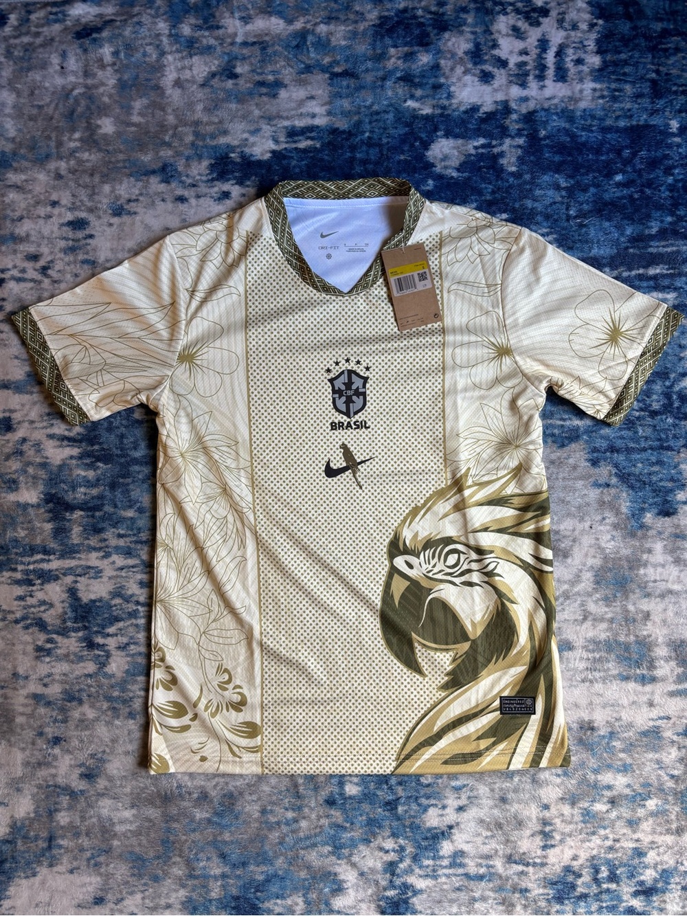 Nike Brazil 2025/26 cream arara parrot concept jersey with gold floral